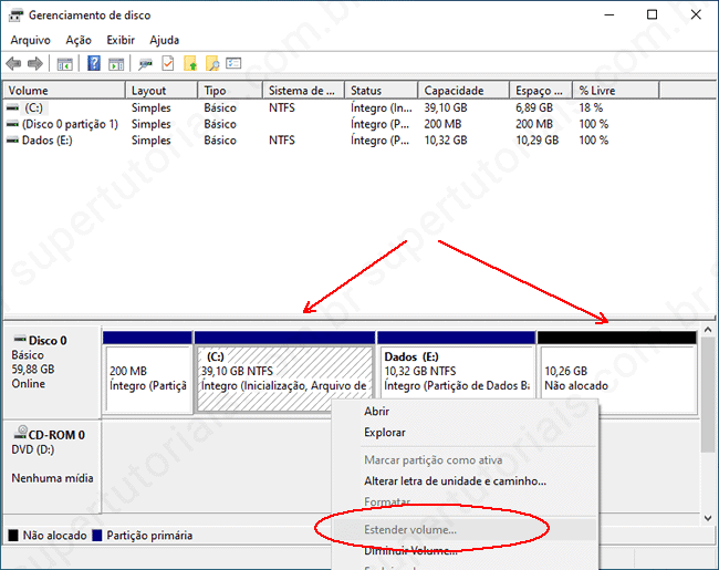 como estender particao img5 como estender particao img5