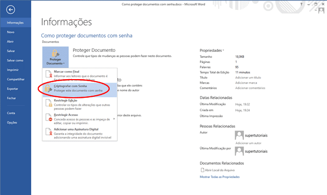 como proteger documento senha img2