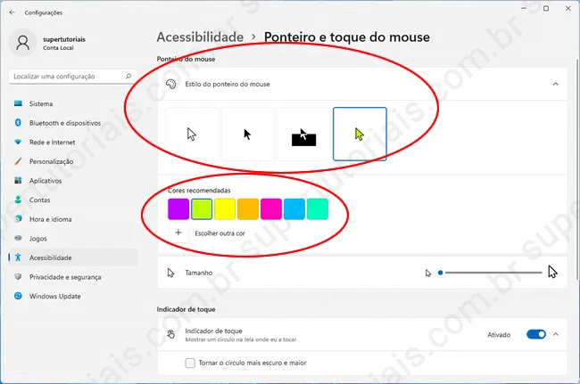 como personalizar ponteiro mouse win11 img3