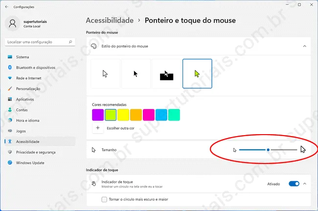 como personalizar ponteiro mouse win11 img4