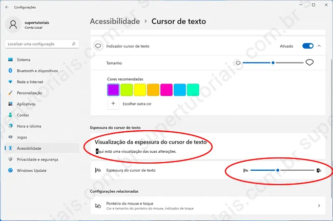 como personalizar ponteiro mouse win11 img7
