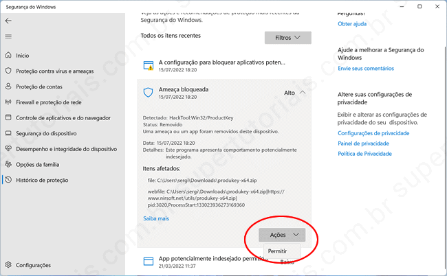 como remover arquivo quarentena windows11 img6