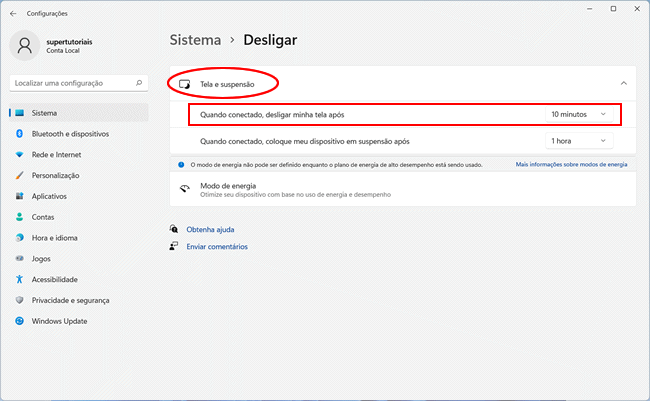 como alterar tempo desligamento tela img5