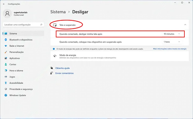 como alterar tempo desligamento tela img5