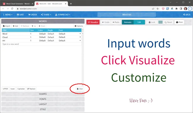 como criar nuvem palavras img2