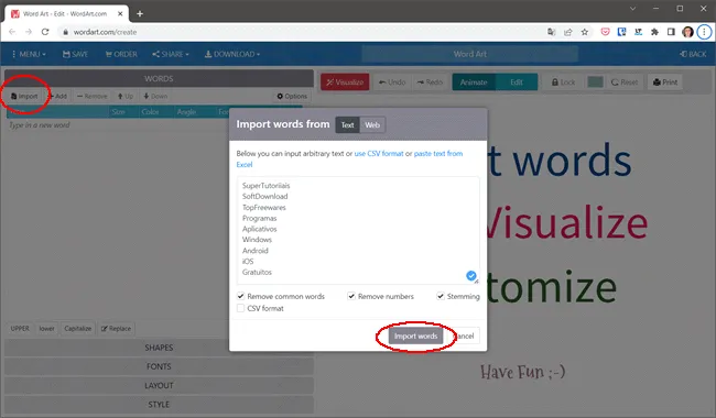 como criar nuvem palavras img3