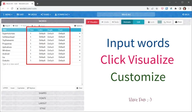 como criar nuvem palavras img4