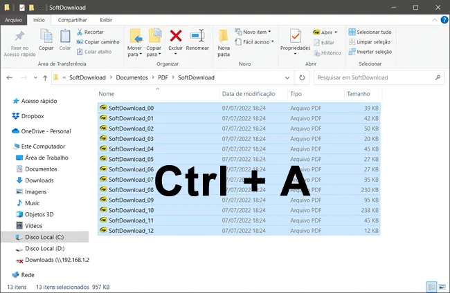 como selecionar varios arquivos windows img1