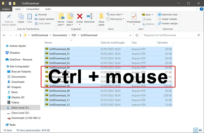 como selecionar varios arquivos windows img2