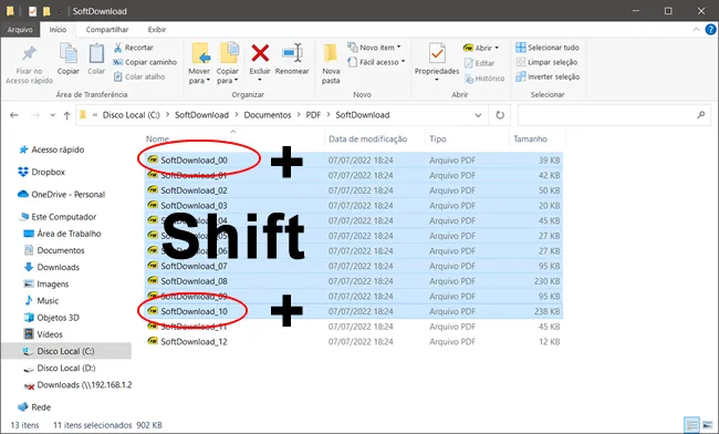 como selecionar varios arquivos windows img9