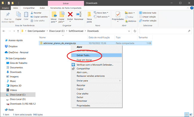 como adicionar plano energia menu contexto img1