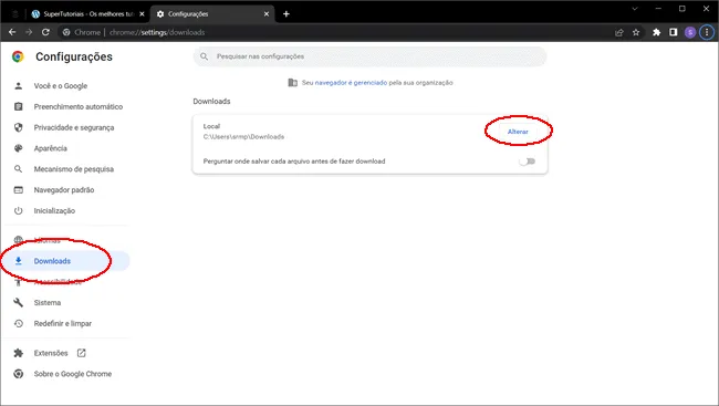 como alterar pasta download chrome img2 como alterar pasta download chrome img2