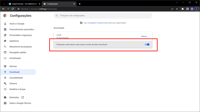 como alterar pasta download chrome img4