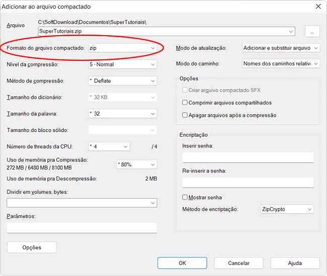 como proteger arquivo zip com senha img3