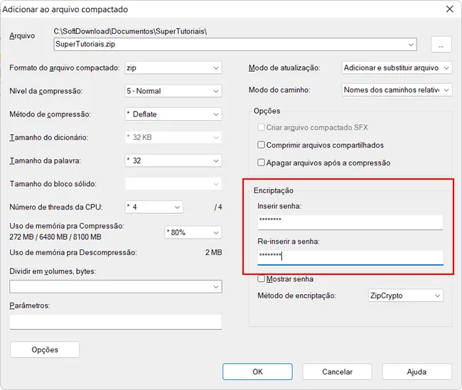 como proteger arquivo zip com senha img4