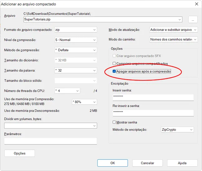 como proteger arquivo zip com senha img5